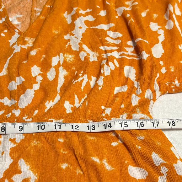 Studio Untold Women's Maxi Dress Orange Boho 3/4 Sleeve V-Neck Pullover Size 14 - Picture 9 of 11